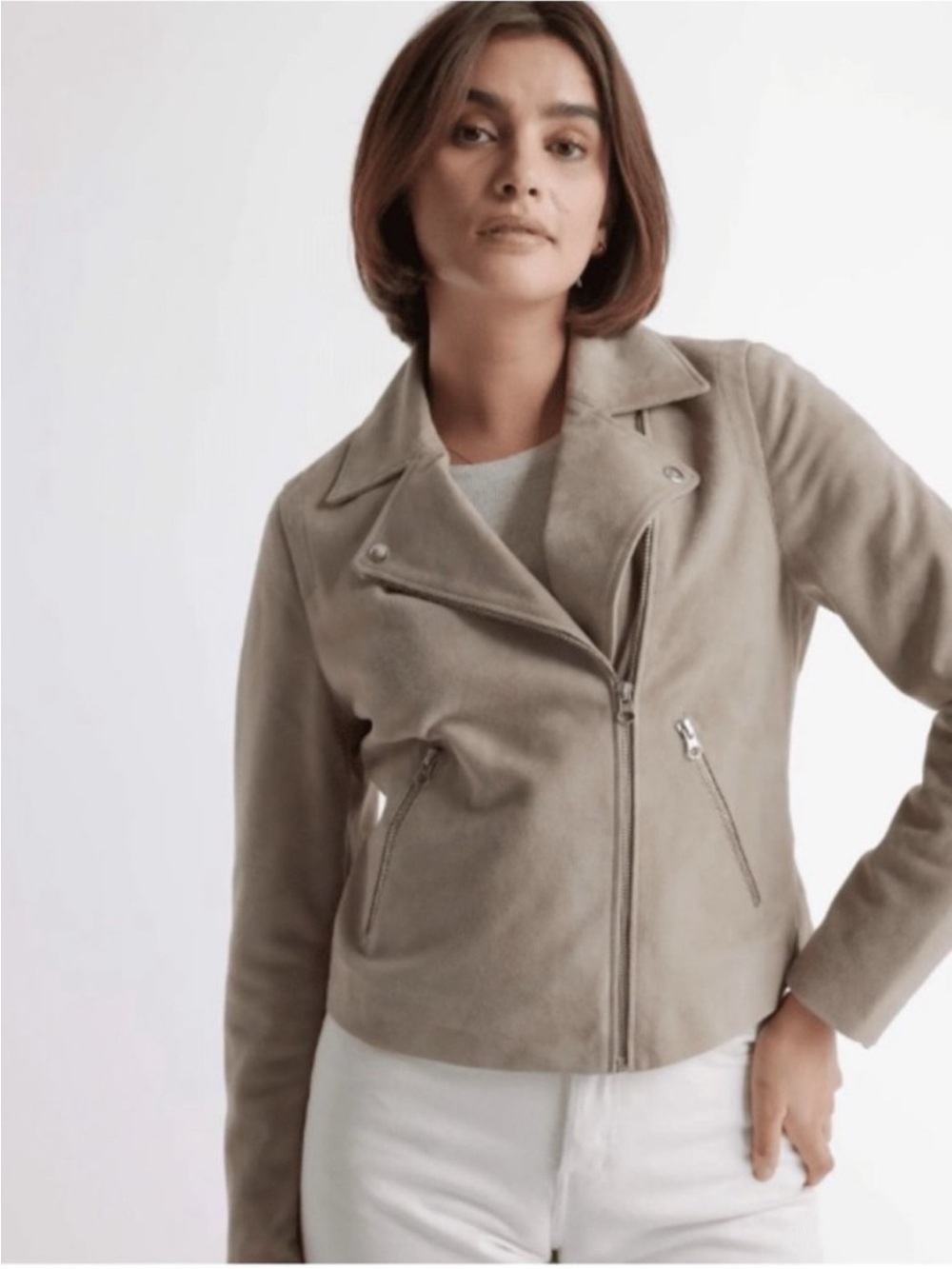 Quince NEW Women's 100% Suede Moto Jacket in Cashew Size XL NWT MSRP $200